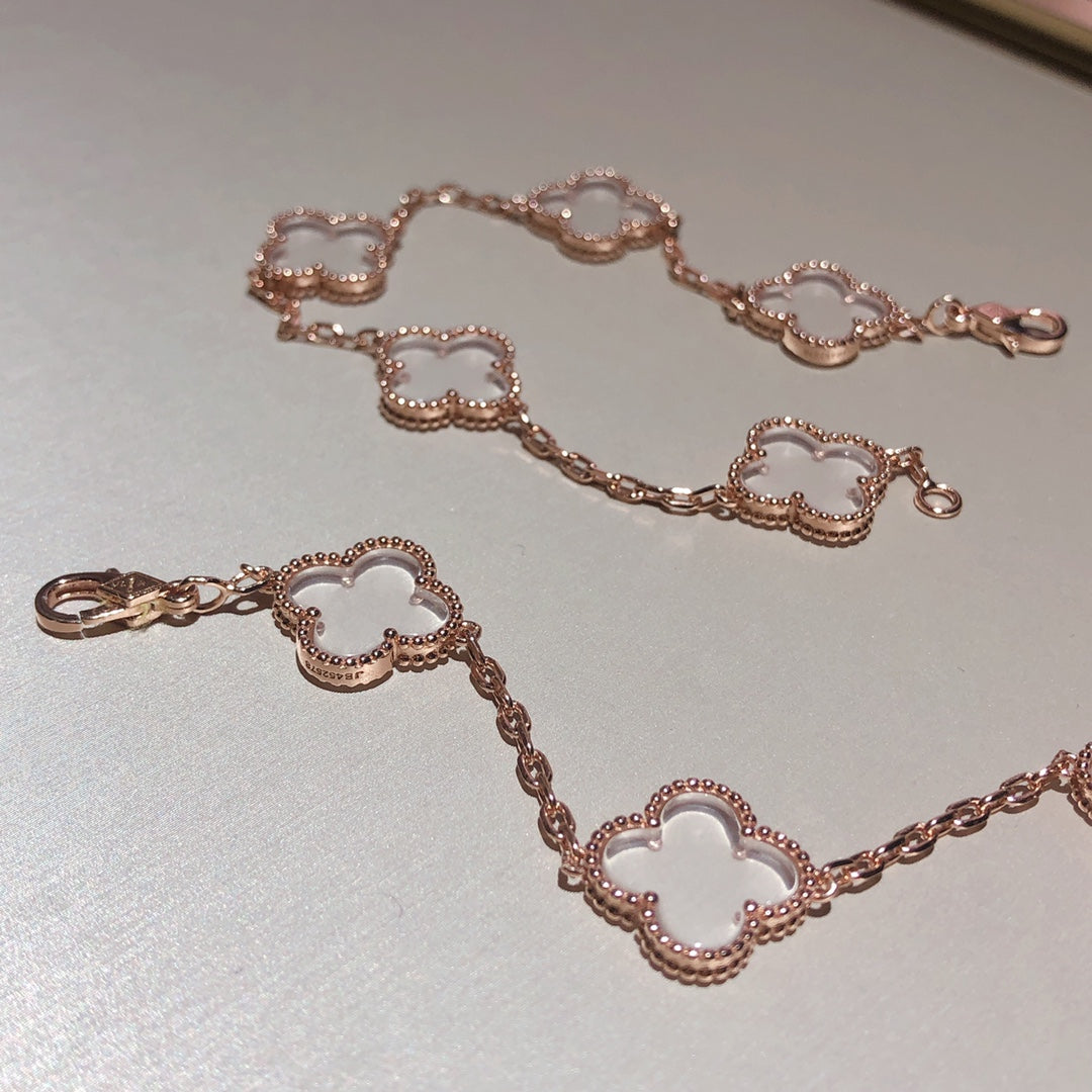 [Loco]New CLOVER 5 MOTIF ROCK CRYSTAL BRACELET