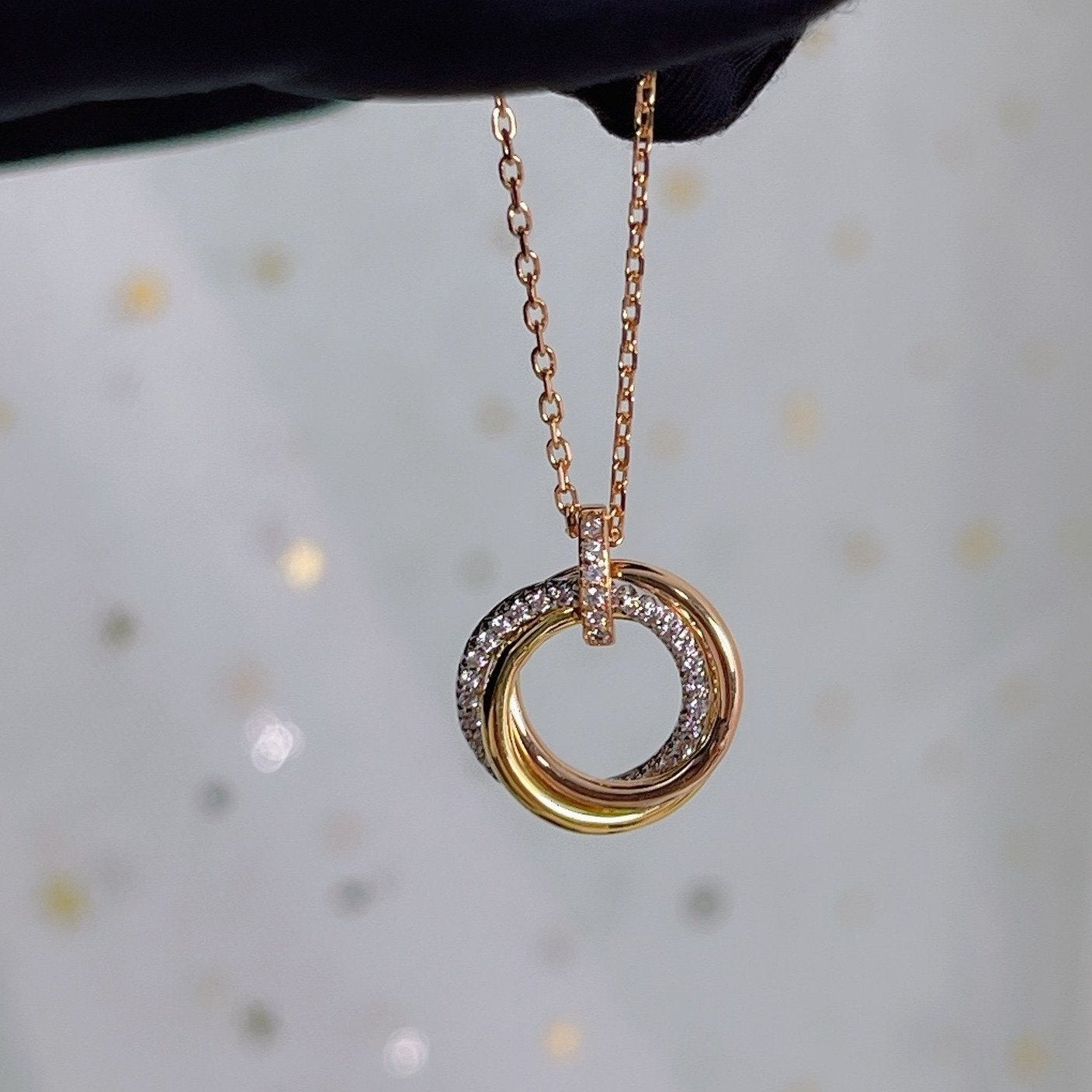 ¡®Loco¡¯TRINITY NECKLACE SILVER GOLD PINK GOLD DIAMONDS
