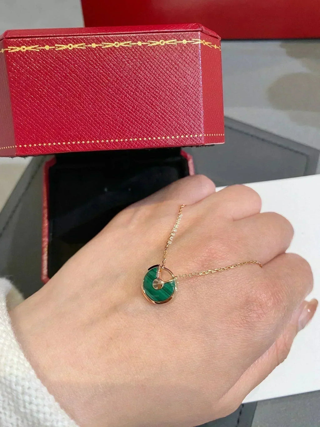 ¡®Loco¡¯AMULETTE ROSE GOLD MALACHITE NECKLACE