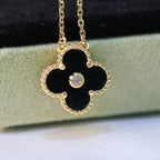 ¡®Loco¡¯CLOVER 15MM DIAMOND ONYX NECKLACE