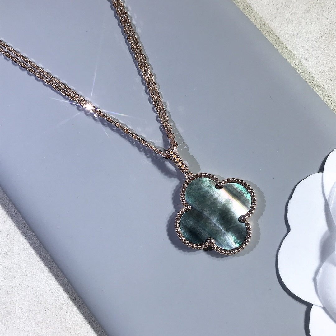 ¡®Loco¡¯CLOVER 25MM GOLD DARK MOP BIG CLOVER NECKLACE
