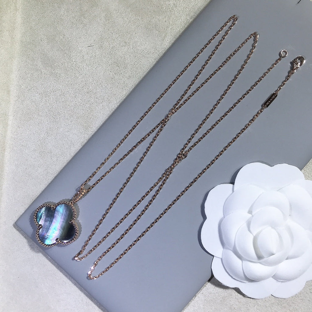 ¡®Loco¡¯CLOVER 25MM GOLD DARK MOP BIG CLOVER NECKLACE