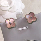 ¡®Loco¡¯CLOVER MEDIUM 1 MOTIFS  PINK MOP DIAMOND EARRINGS