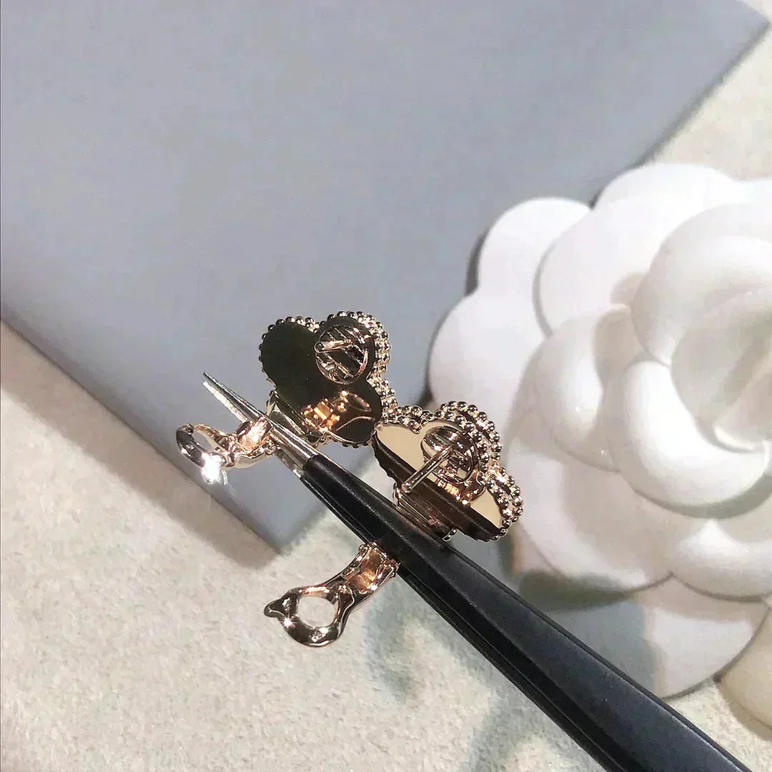 ¡®Loco¡¯CLOVER MEDIUM 1 MOTIFS  PINK MOP DIAMOND EARRINGS