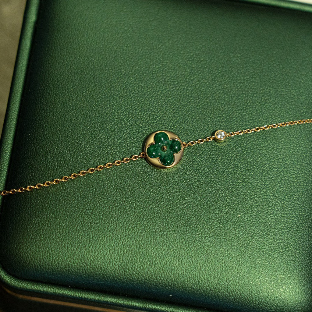 ¡®Loco¡¯SUN MALACHITE 1 DIAMOND PINK GOLD BRACELET