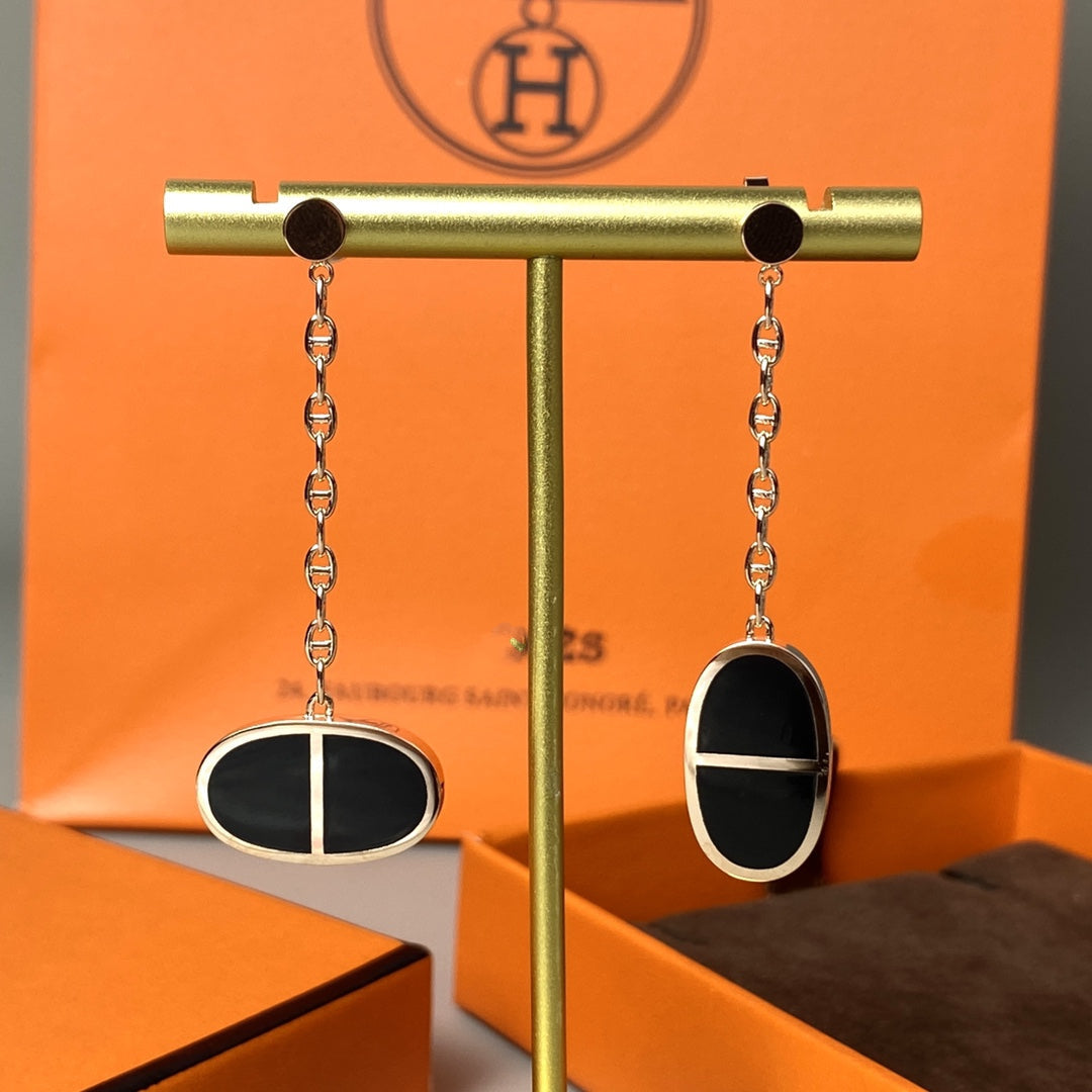 ¡®Loco¡¯CHAINE VERSO BLACK CERAMIC EARRINGS