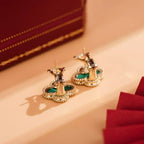 ¡®Loco¡¯CLOVER MEDIUM 1 MOTIFS MALACHITE  EARRINGS