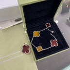 ¡®Loco¡¯CLOVER 5 MOTIFS SIVLER CARNELIAN TIGER EYE BRACELET