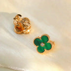 ¡®Loco¡¯CLOVER MEDIUM 1 MOTIFS MALACHITE DIAMOND EARRINGS