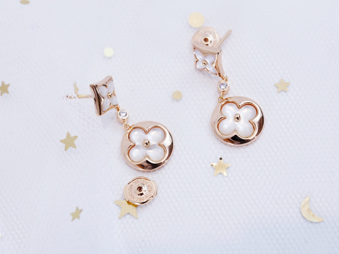 ¡®Loco¡¯STAR AND SUN PINK GOLD MOP DROP EARRINGS