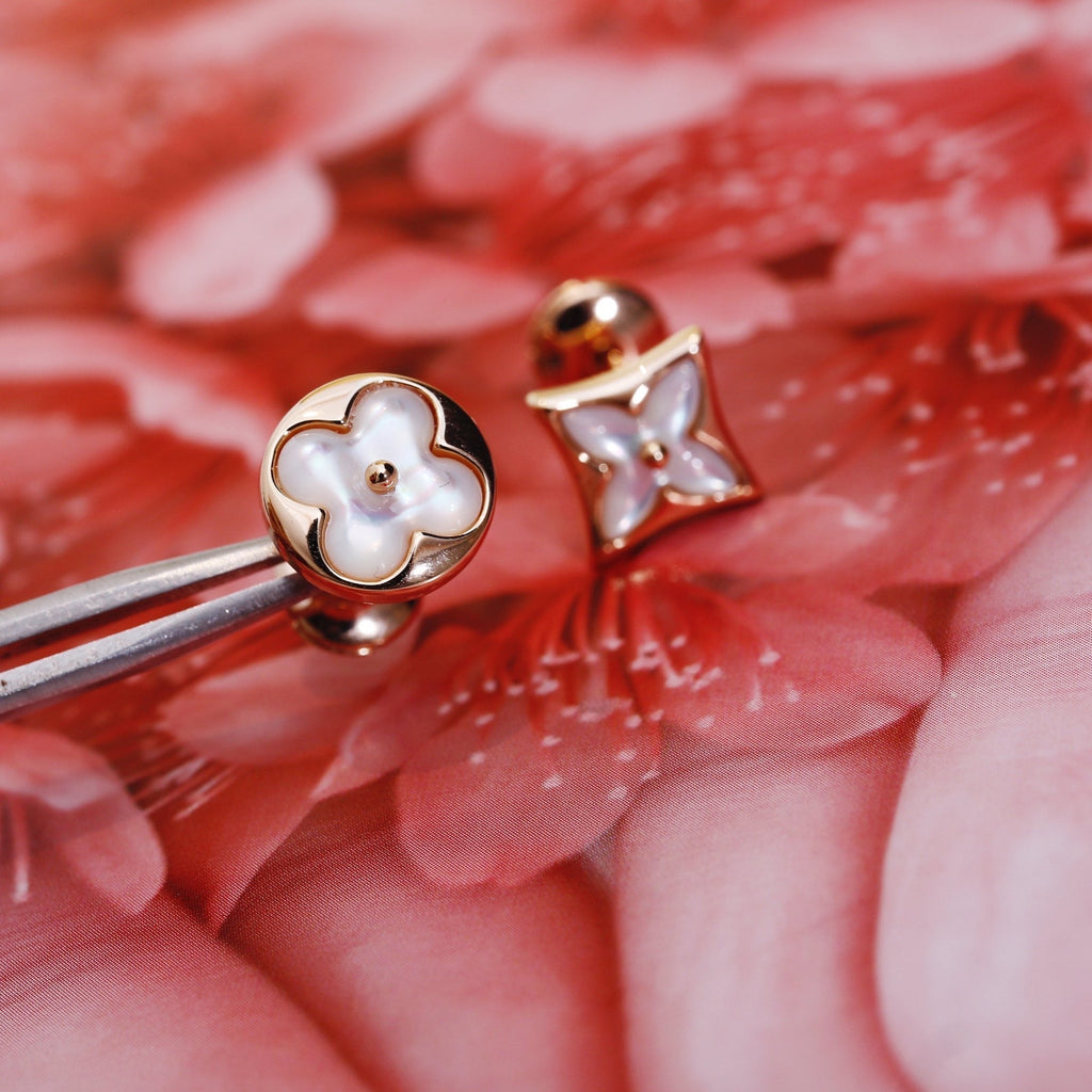 ¡®Loco¡¯STAR AND SUN PINK GOLD MOP STUD EARRINGS
