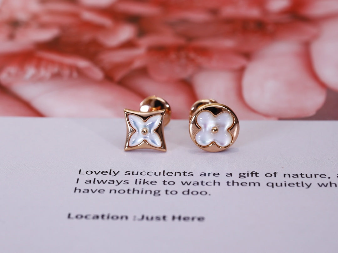 ¡®Loco¡¯STAR AND SUN PINK GOLD MOP STUD EARRINGS