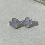 ¡®Loco¡¯CLOVER CHALCEDONY SILVER STUD EARRINGS