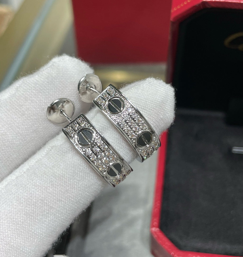 ¡®Loco¡¯LOVE CERAMIC DIAMOND PAVED SILVER EARRINGS