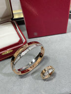 ¡®Loco¡¯LOVE PINK GOLD SILVER DIAMOND DOUBLE RING