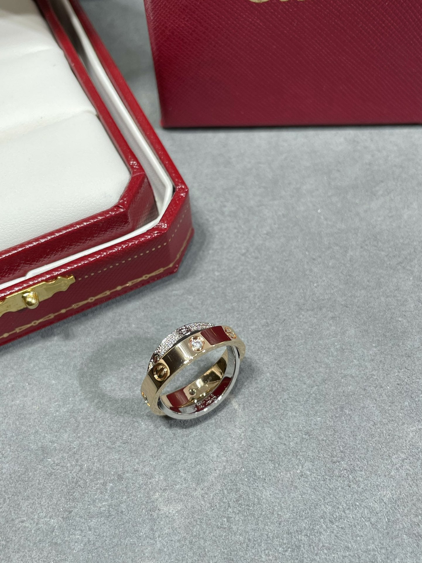 ¡®Loco¡¯LOVE PINK GOLD SILVER DIAMOND DOUBLE RING