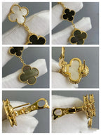 ¡®Loco¡¯CLOVER 3 MOTIF MOP ONYX DARK MOP PINK GOLD EARRINGS