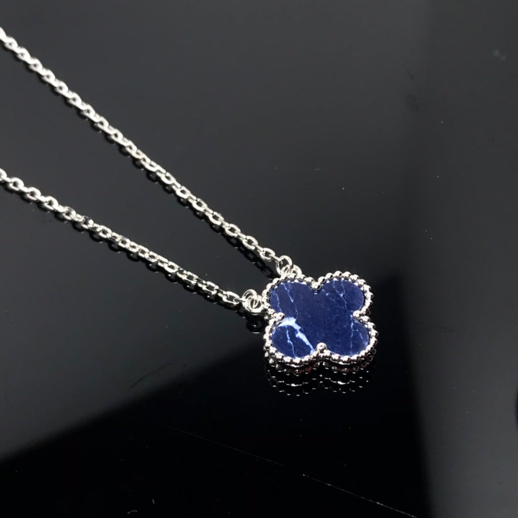 ¡®Loco¡¯CLOVER PIETERSITE SILVER LONG NECKLACE