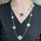 ¡®Loco¡¯CLOVER 16 MOTIF CHALCEDONY MOP SILVER NECKLACE