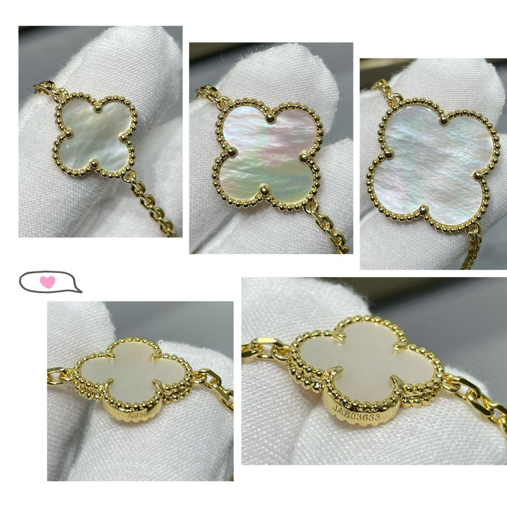¡®Loco¡¯CLOVER 16 MOTIF WHITE MOP GOLD NECKLACE