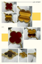 ¡®Loco¡¯CLOVER 16 MOTIF CARNELIAN TIGER EYE ROSE GOLD NECKLACE