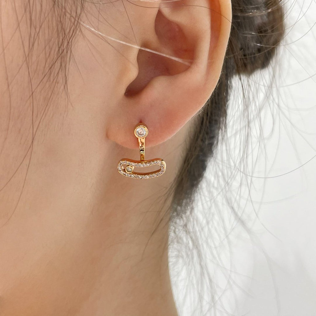 [Loco ]MOVE UNO PINK GOLD DIAMOND EARRINGS