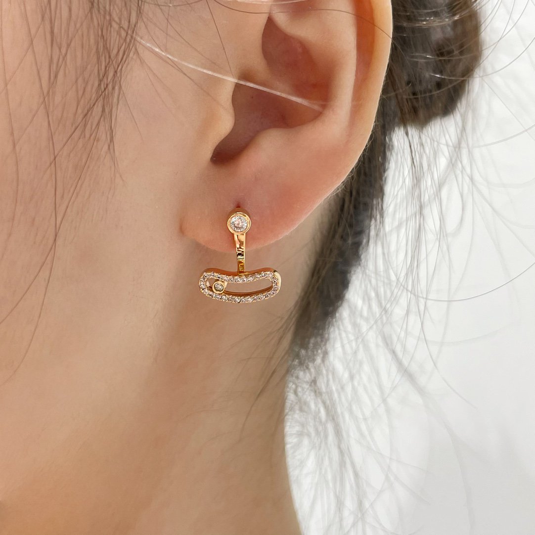 [Loco ]MOVE UNO PINK GOLD DIAMOND EARRINGS