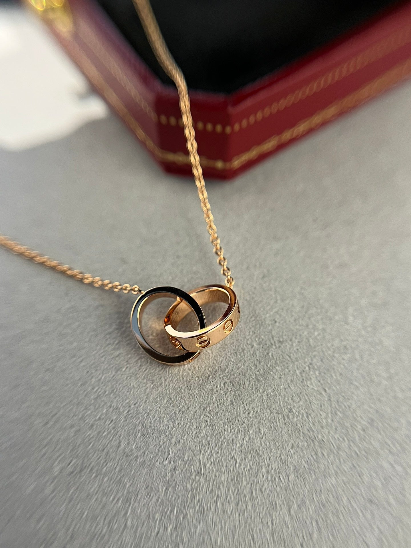 ¡®Loco¡¯LOVE NECKLACE DOUBLE RING PINK GOLD
