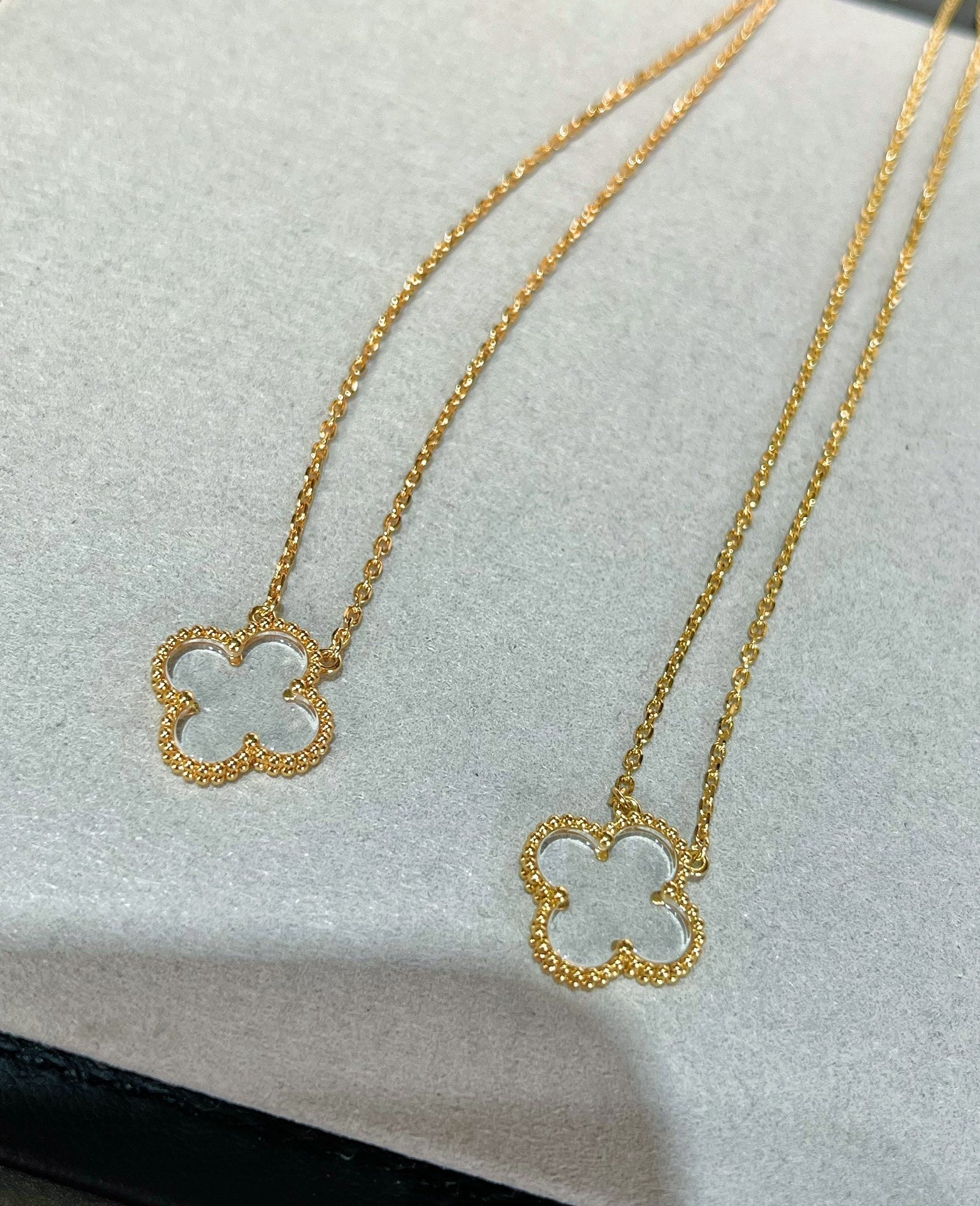¡®Loco¡¯CLOVER ROCK CRYSTAL ROSE GOLD NECKLACE