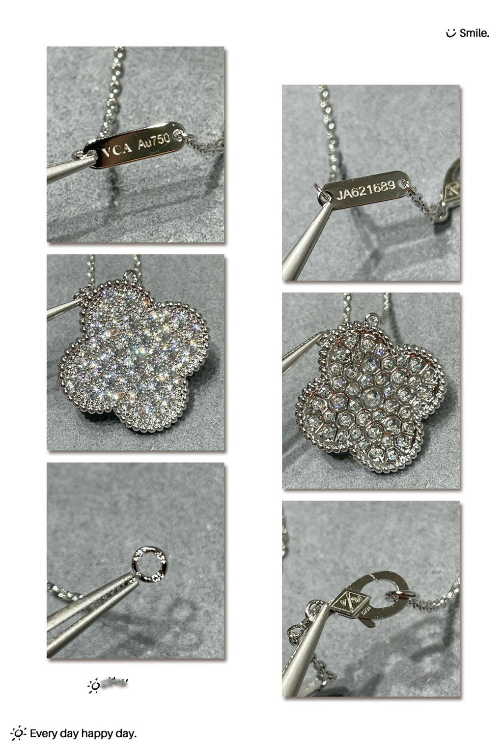 ¡®Loco¡¯CLOVER 25MM LARGE PENDANT DIAMOND PAVED SILVER NECKLACE