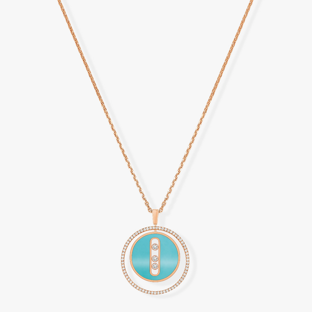 [Loco ]Loco MOVE 3 DIAMONDS TURQUOISE PINK GOLD DIAMOND NECKLACE