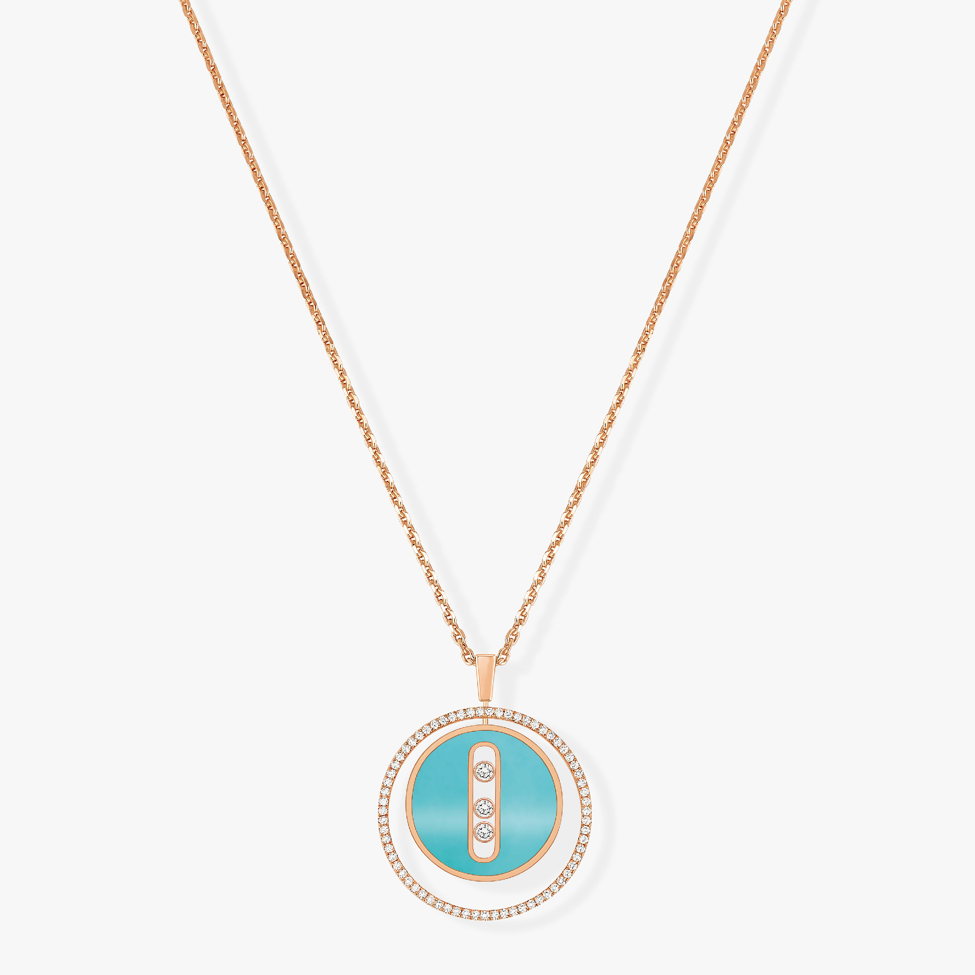 [Loco ]Loco MOVE 3 DIAMONDS TURQUOISE PINK GOLD DIAMOND NECKLACE