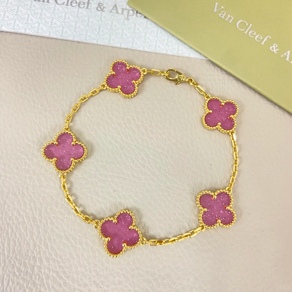 [Loco ]New CLOVER 5 MOTIFS PINK MOP BRACELET COLLECTION