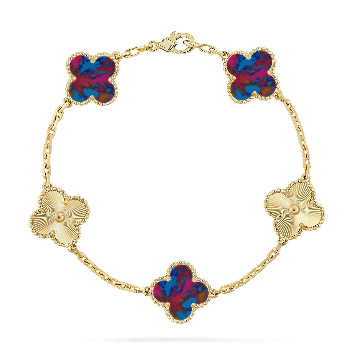 [Loco]New CLOVER 5 MOTIF COLOR GEMSTONES BRACELET COLLECTION