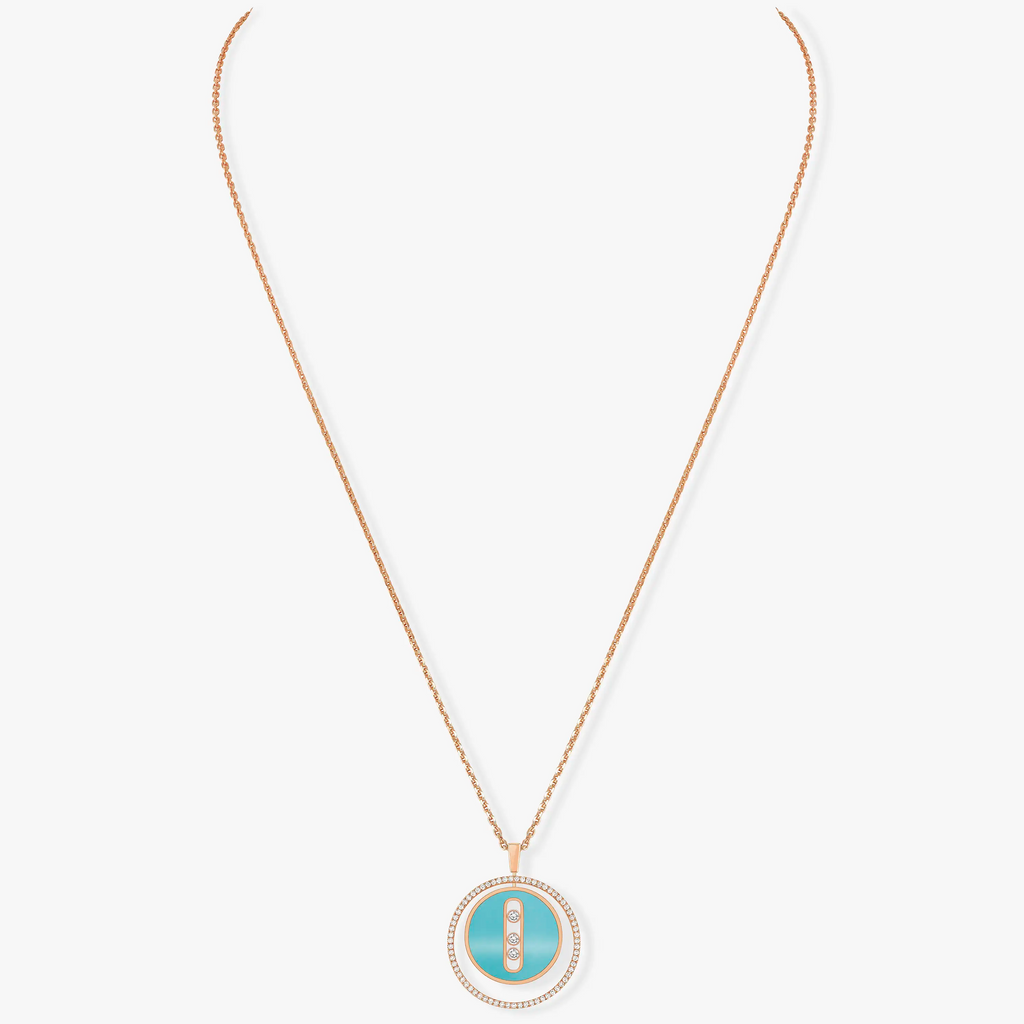 [Loco ]Loco MOVE 3 DIAMONDS TURQUOISE PINK GOLD DIAMOND NECKLACE