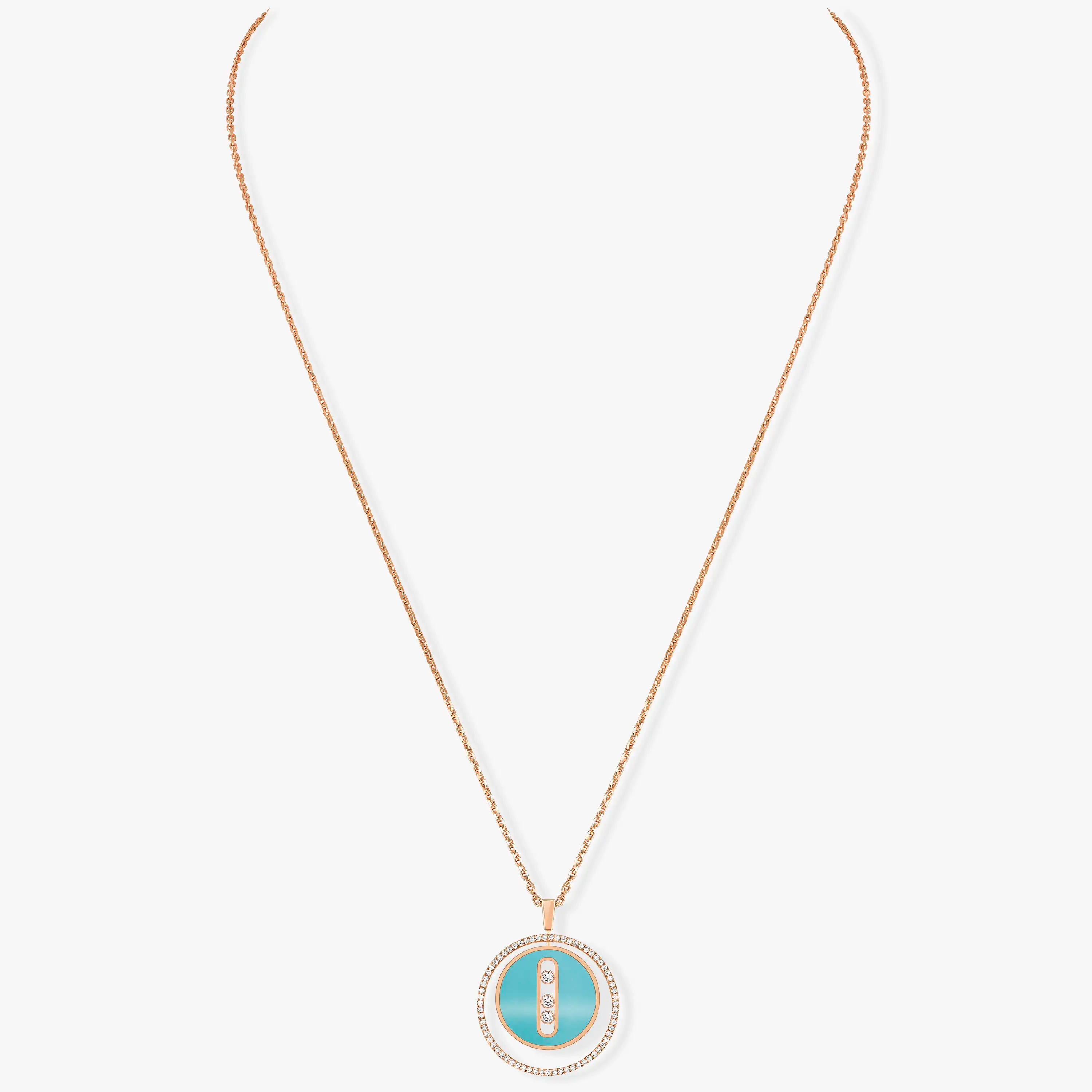 [Loco ]Loco MOVE 3 DIAMONDS TURQUOISE PINK GOLD DIAMOND NECKLACE