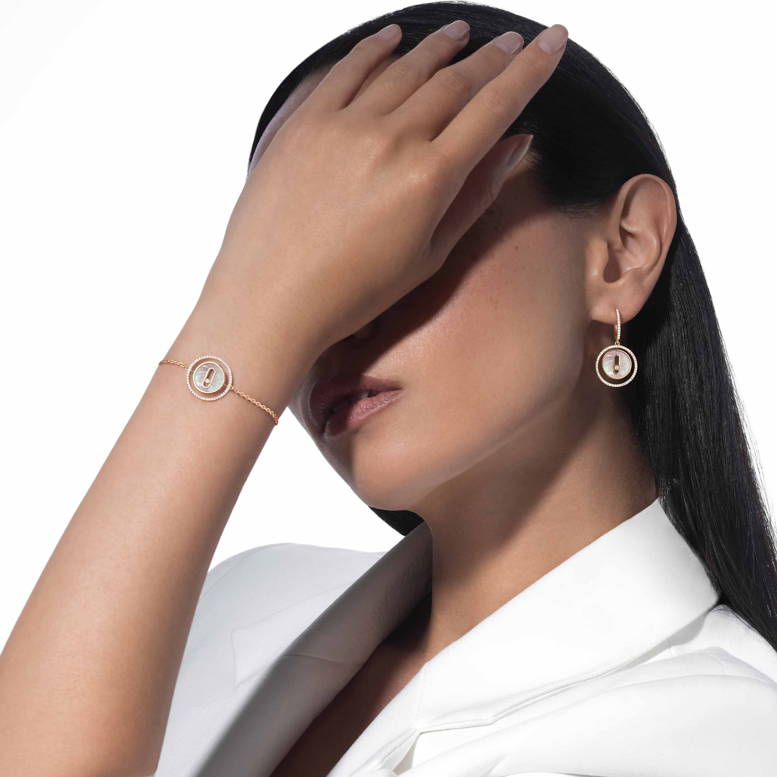 [Loco ]Loco MOVE WHITE MOTHER OF PEARL PINK GOLD DIAMOND BRACELET