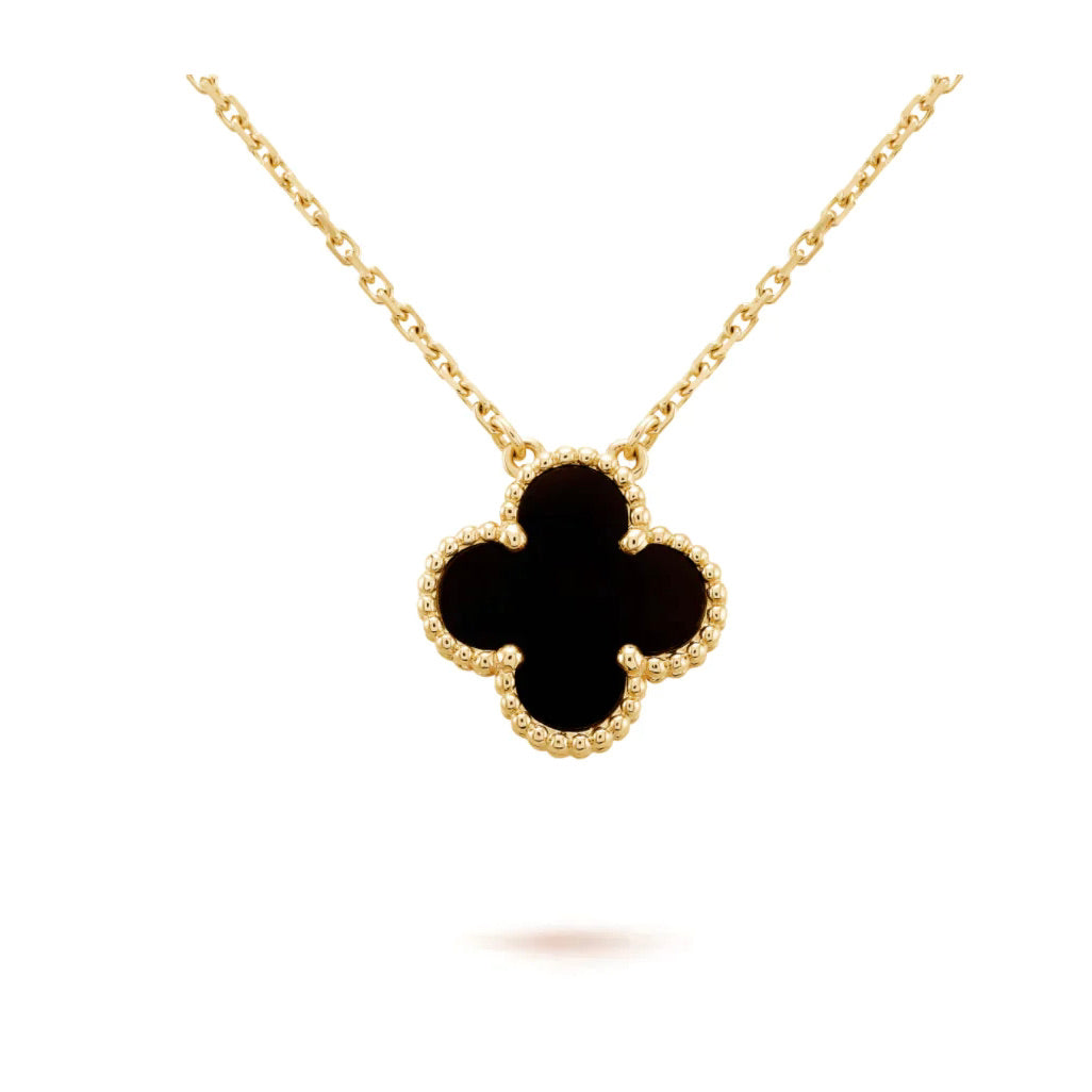 ¡®Loco¡¯CLOVER 15MM BLACK ONYX SINGLE FLOWER NECKLACE