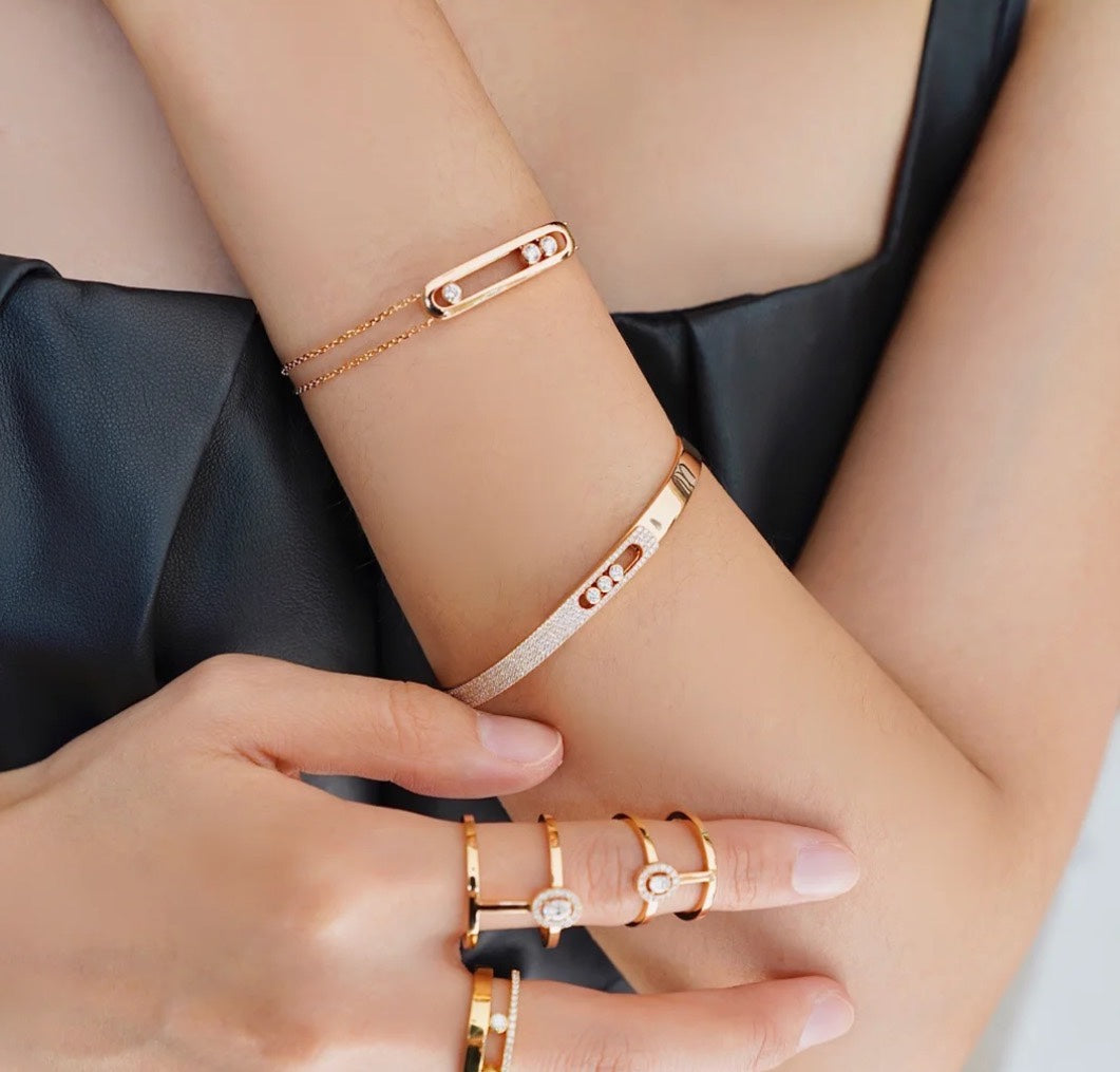 [Loco ]Move Noa Rose Gold Pavé Diamond Bangle Bracelet