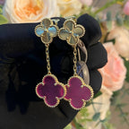 [Loco]NEW CLOVER 2 MOTIF PINK ENAMEL EARRINGS