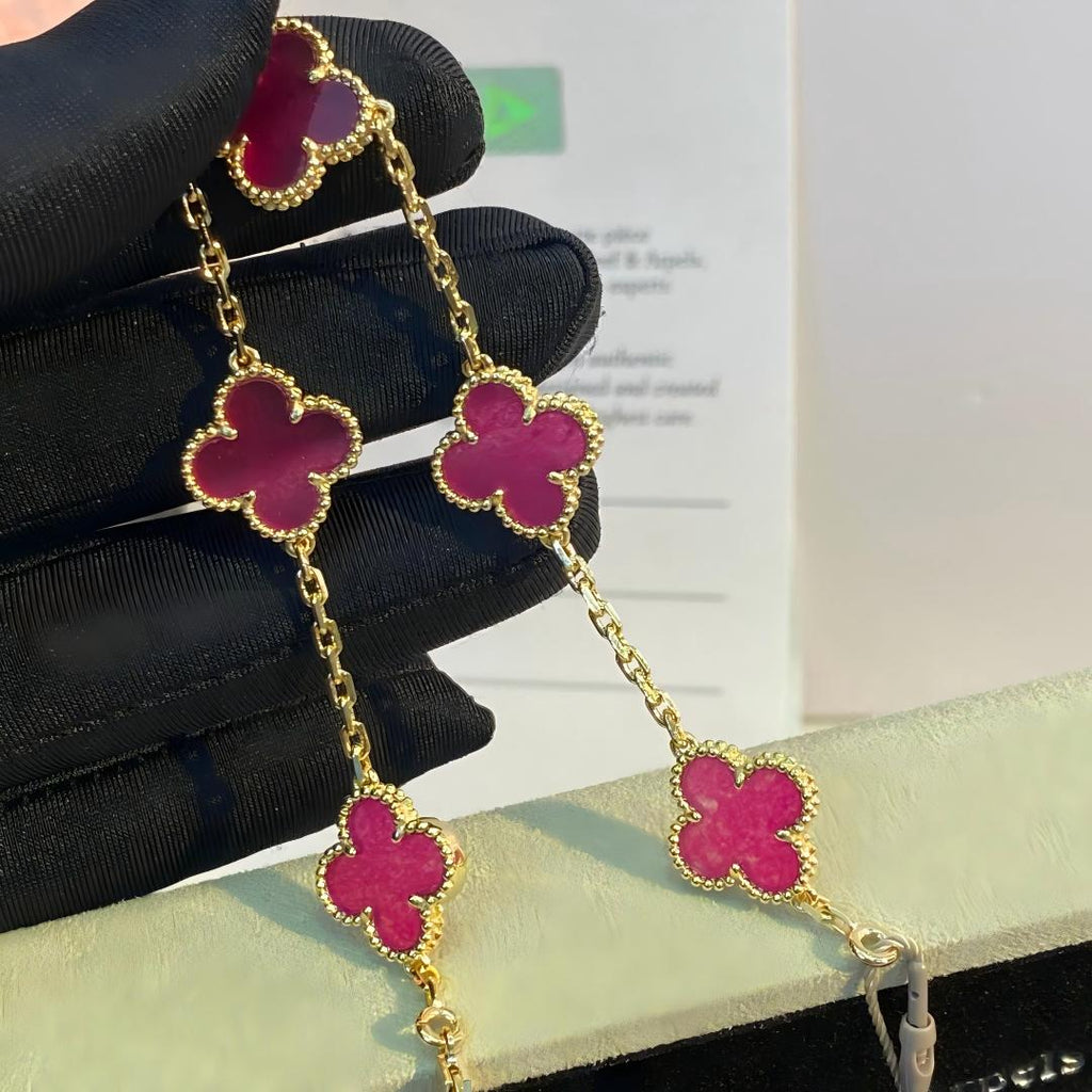 [Loco]NEW CLOVER 5 MOTIFS PINK ENAMEL BRACELET