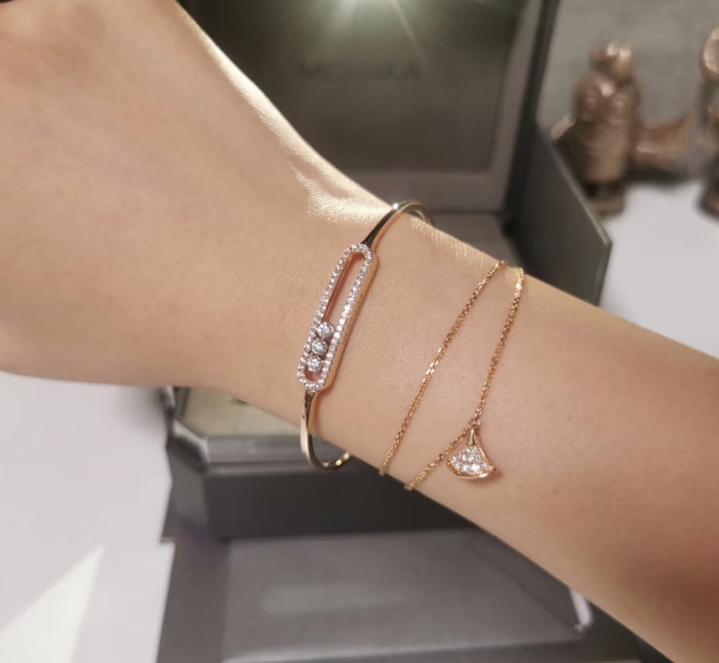 [Loco ]Move Pavé Diamond Bangle Bracelet M