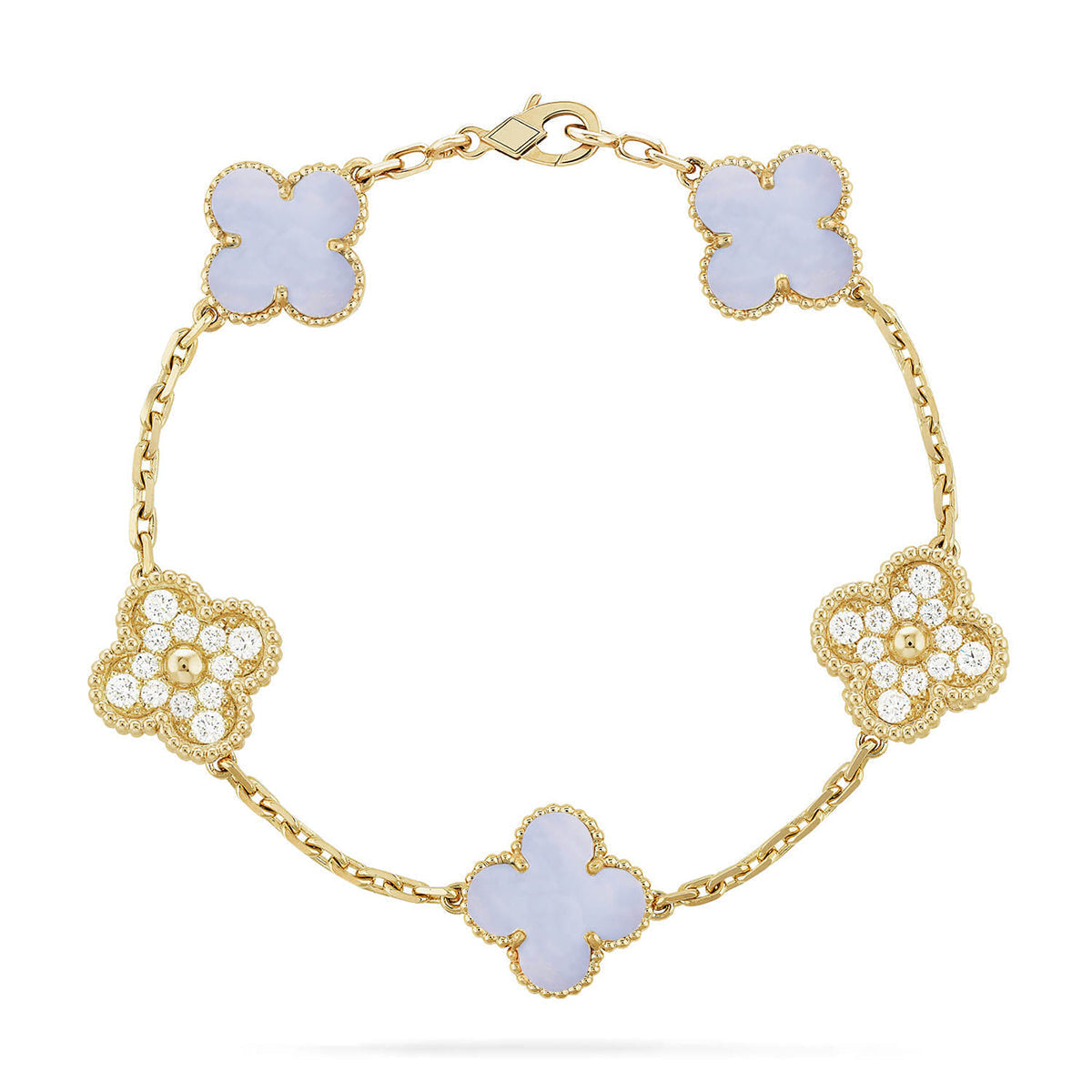 [Loco]New  CLOVER 5 MOTIF PURPLE CHALCEDONY BRACELET COLLECTION