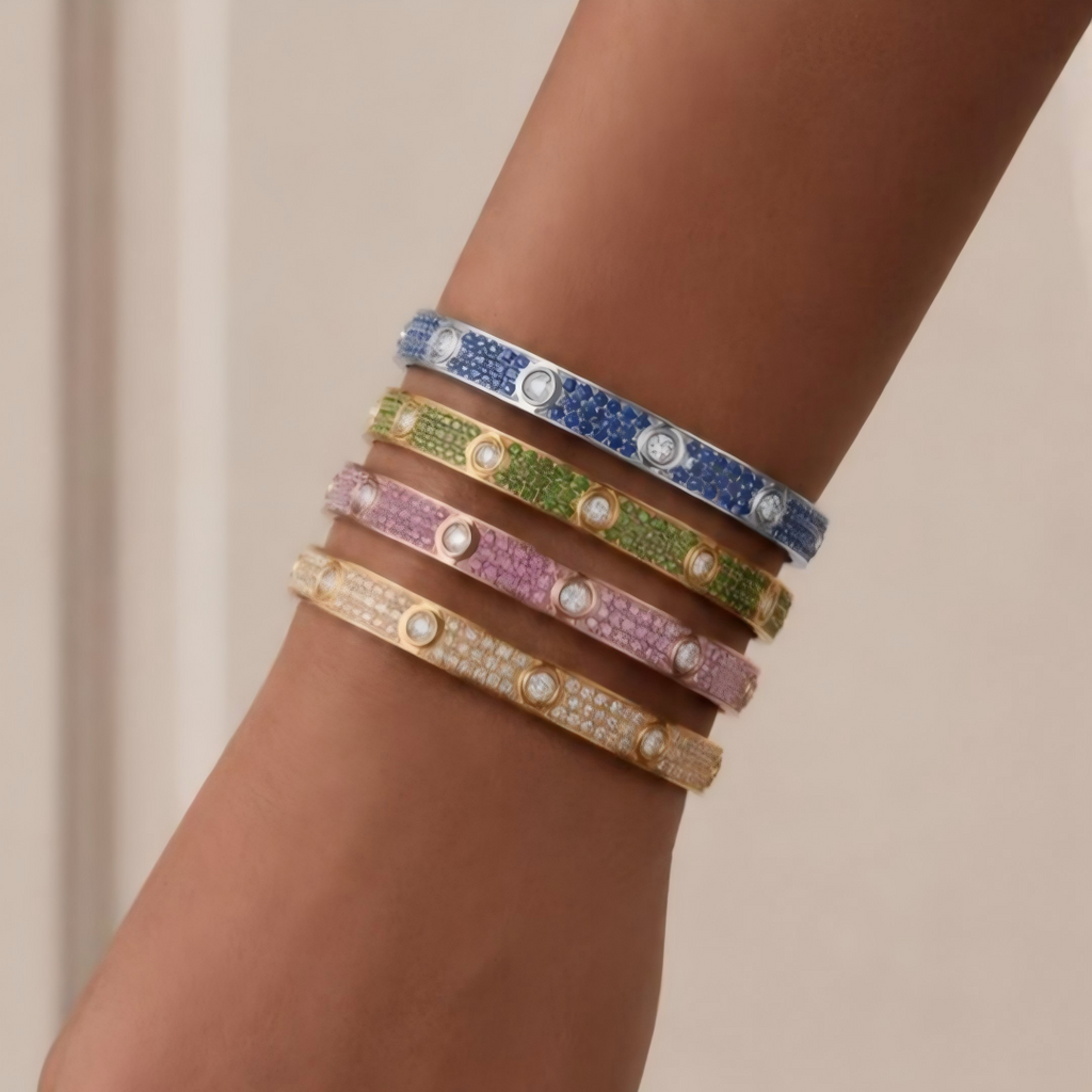[Loco JURI]2026 PAVE GEMSTONE LOVE BRACELET 6.1MM 10 DIAMONDS