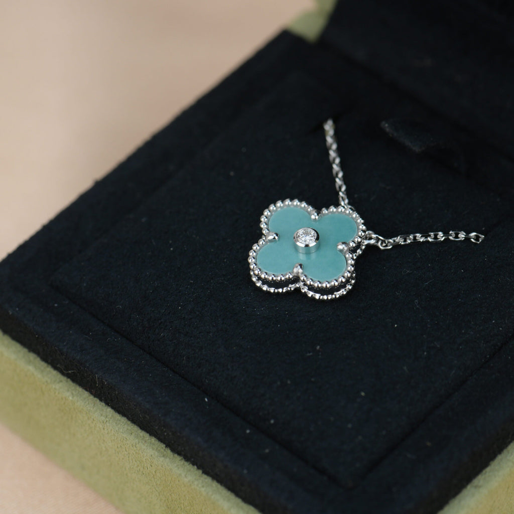 ¡®Loco¡¯CLOVER 15MM DIAMOND SVRES PORCELAIN  NECKLACE SILVER