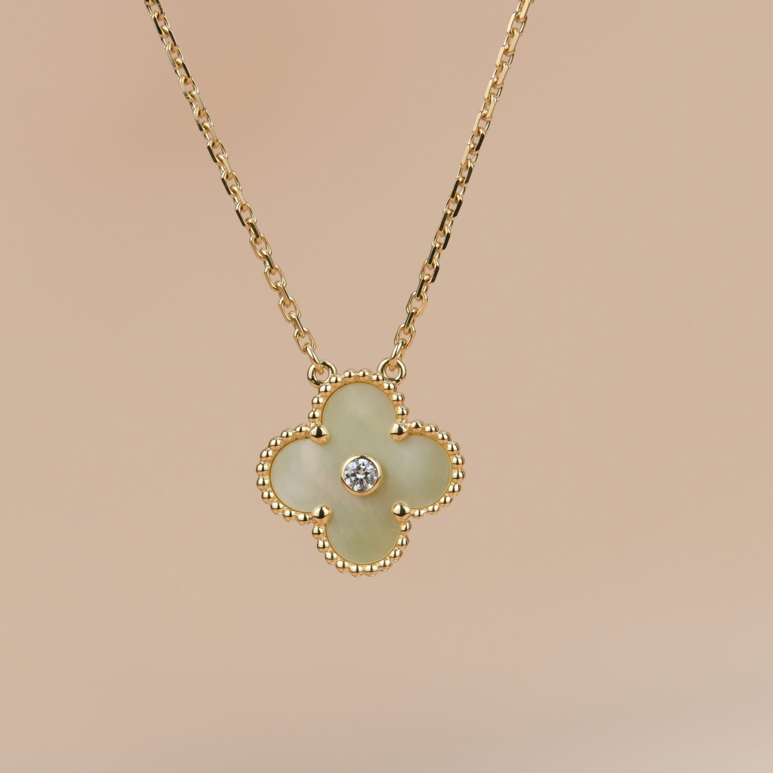 ¡®Loco¡¯CLOVER 15MM DIAMOND GOLD MOTHER OF PEARL NECKLACE