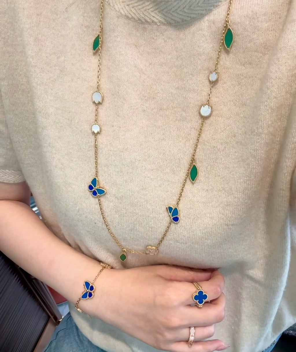 [Loco JURI]LUCKY SPRING BUTTERFLY 15 FLOWER NECKLACE