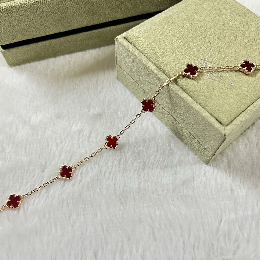 [¡®Loco¡¯]CLOVER 6 MOTIF RED AGATE BRACELET
