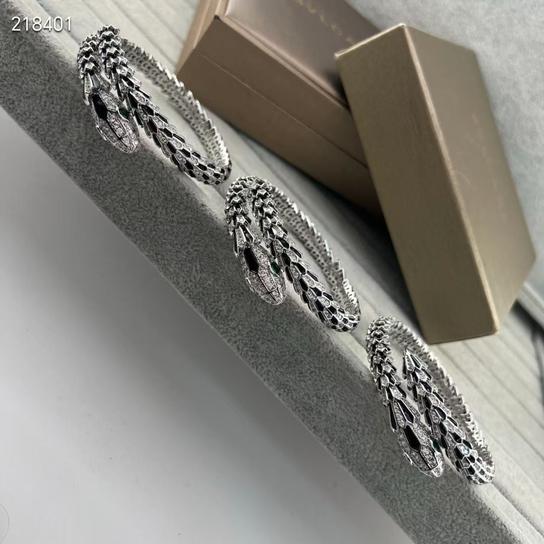 [Loco】NEW OBSIDIAN & DIAMOND SERPENT BRACELET