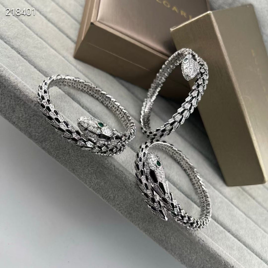 [Loco】NEW OBSIDIAN & DIAMOND SERPENT BRACELET
